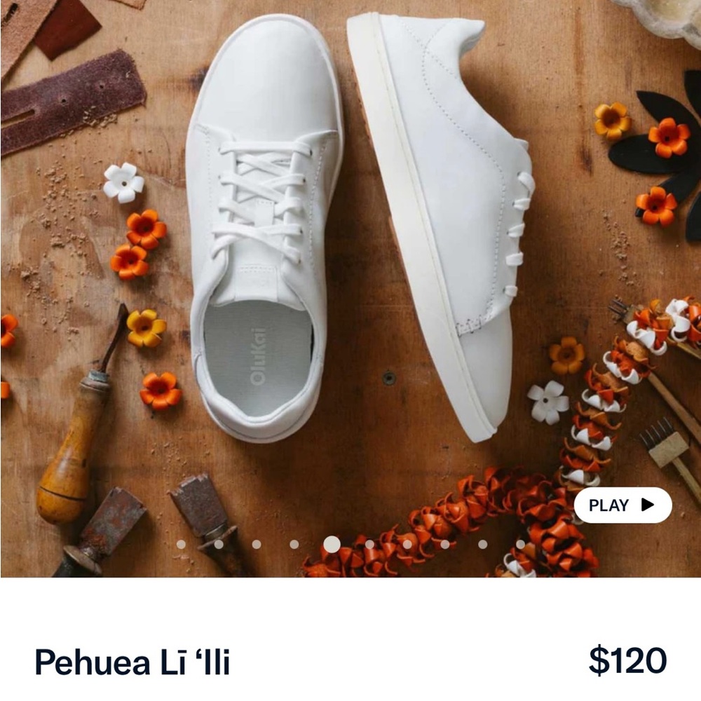 OluKai Pehuea Li 'IIi Women's Everyday Leather Sneakers 8.5 US White NEW - Picture 2 of 14